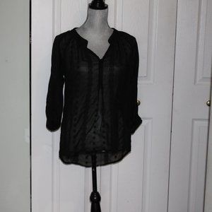 NWT Olive & Oak Black Sheer Top
